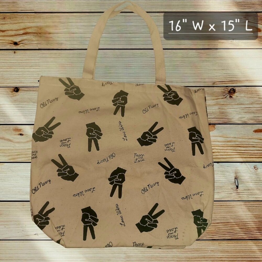 Old Navy - Peace And Love - Love Wins - Peace Sign - Canvas Tote Bag